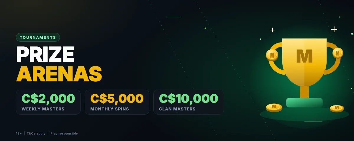 Minebit tournaments: Weekly Masters Arena, Monthly Spins Arena and Clan Masters